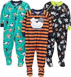 Simple Joys Carter's Baby,Clothing,Baby Boys 0-24m,Sleepwear & Robes,Sleepsuits Simple Joys by Carter's Toddlers and Baby Boys' Loose-Fit Polyester Jersey Footed Pyjamas, Pack of 3