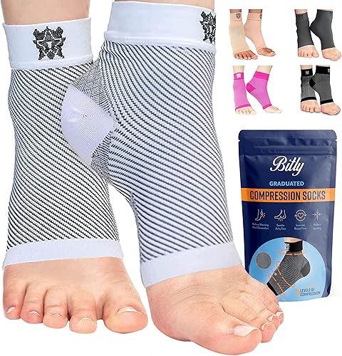 Miniatura 1 de Bitly Calcetines de compresión para fascitis plantar para mujeres y hombres, la mejor tobillera y calcetines nano para uso diario, proporciona apoyo