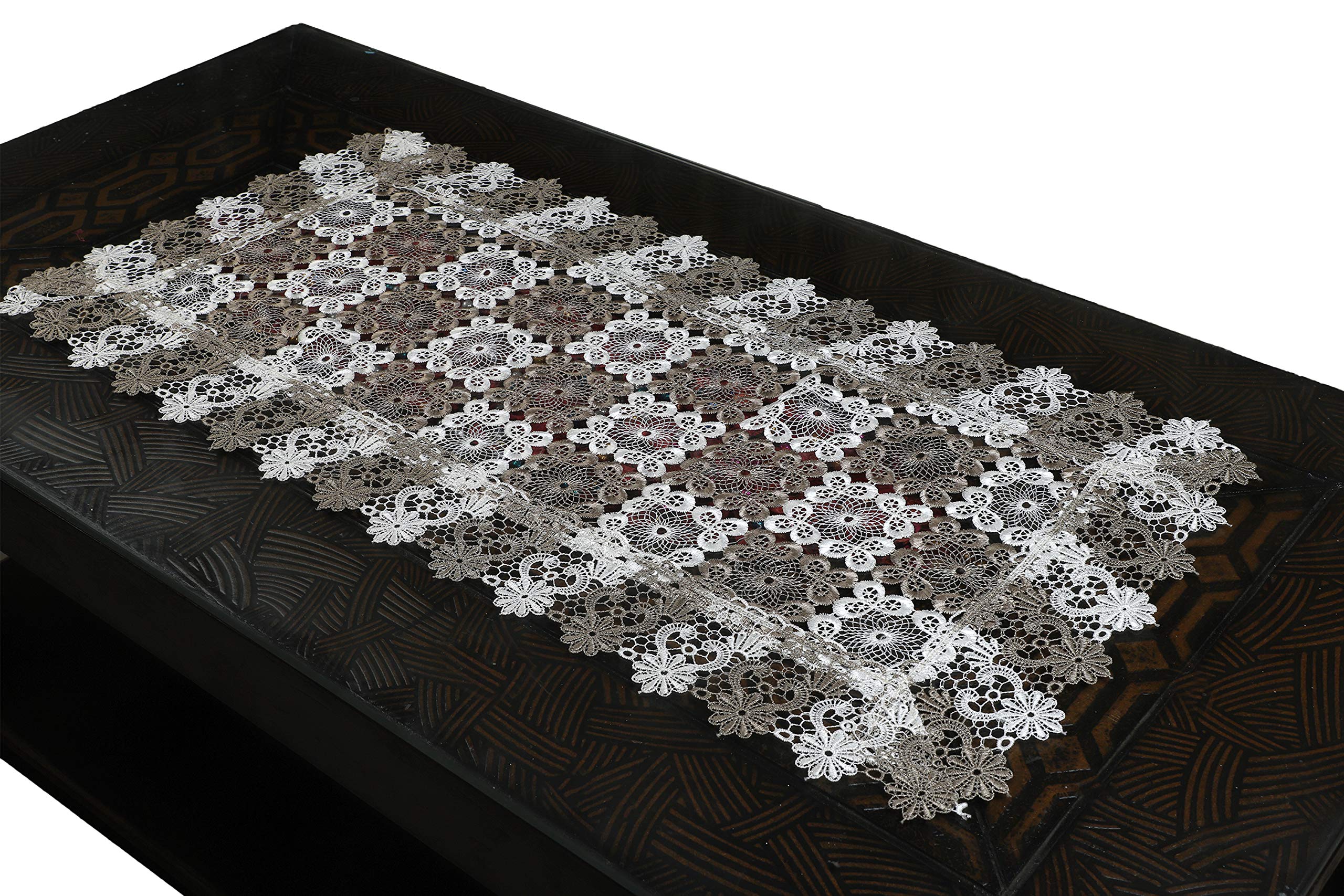 MONKDECOR Double Work Centre / Dining Table Runner (Size- 16x33 Inches)