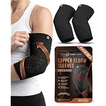 TheraCopper Copper Elbow Compression Sleeve for Men & Women Pair Infused Copper Elbow Brace for Tennis Elbow, Tendonitis, Arthritis & Bursitis Elbow Support for Golf, Workouts & Recovery Large