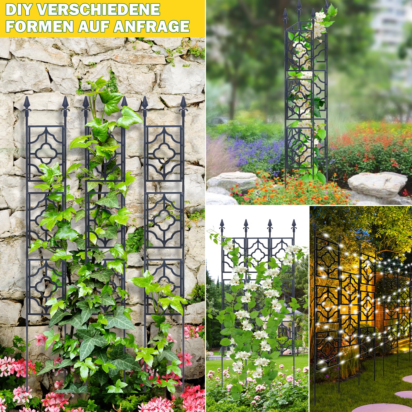 Rankgitter Metall, Rankhilfen für Kletterpflanzen, 165 cm Rosenspalier | Rankhilfe Garten Rosenspalier, Rankgitter Gurken, Pflanzen Rankhilfe Geeignet für Blumen, Obst, Gemüse, Topfpflanzen usw