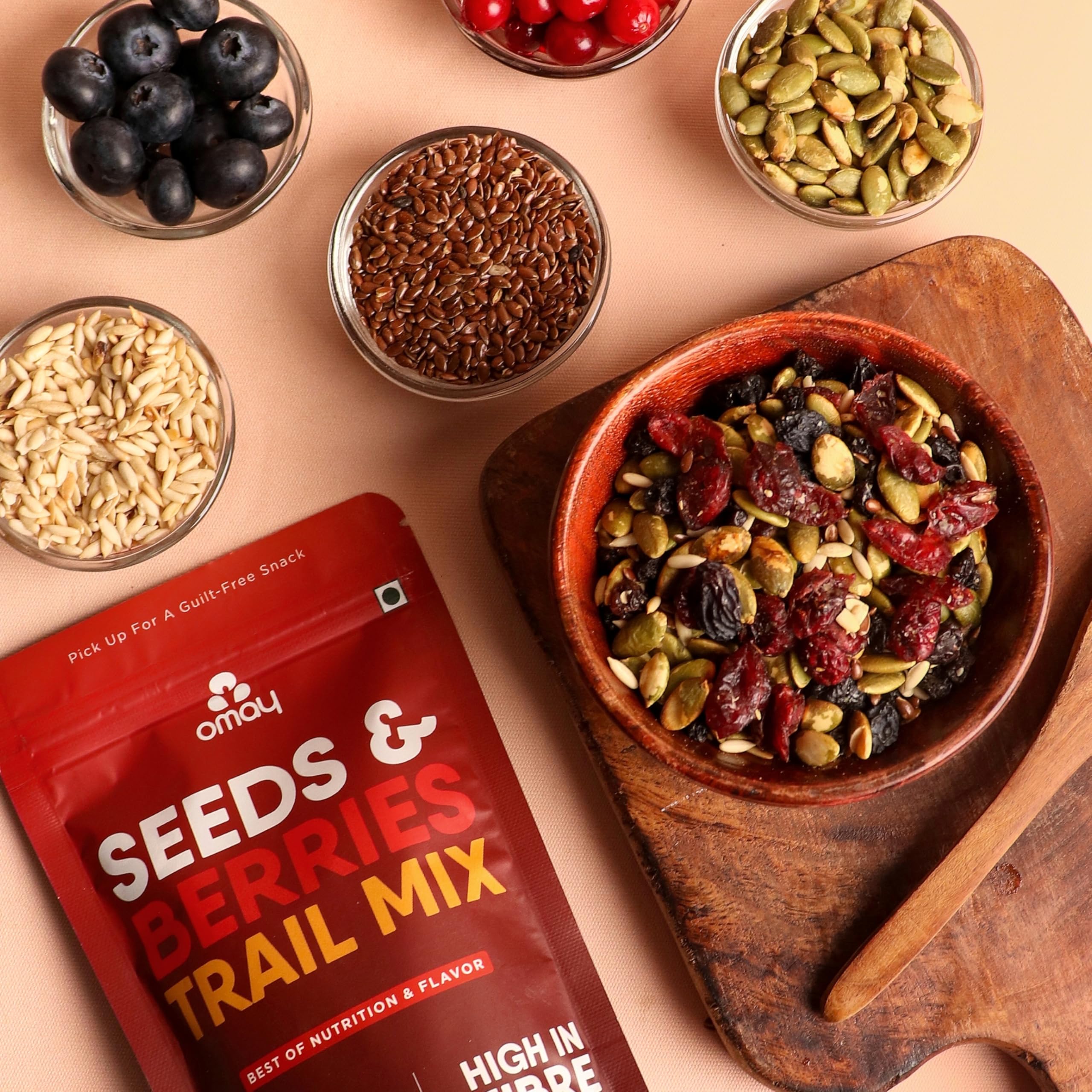 Omay Foods Berries Mix,400G Pouch|Healthy Roasted Snacks I Trail Mix|Blueberry,Red Cranberry,Black Currant,Roasted Seeds I Berry Mix|Guilt-free Snacks I Diet Snack For Weight Loss I Office-time Snack - Image 3 thumbnail