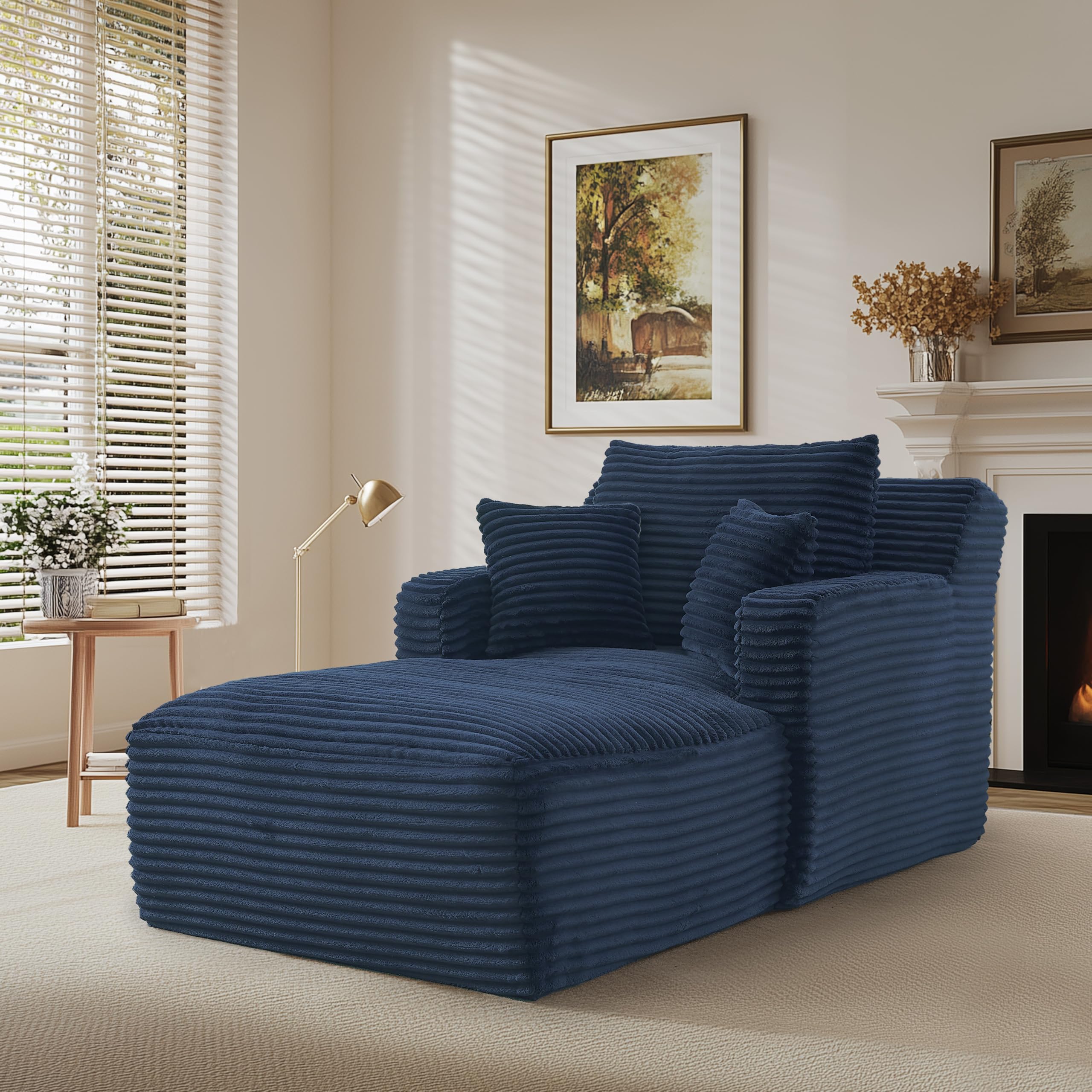 Sofa Bed with 2 Cushions – Small Couch with Spring Padding, Chaise Lounge Ultra-Soft, Compressed Sofa No Assembly Required for Guest Room & Small Rooms, 100 * 166 * 72/82cm (Blue)