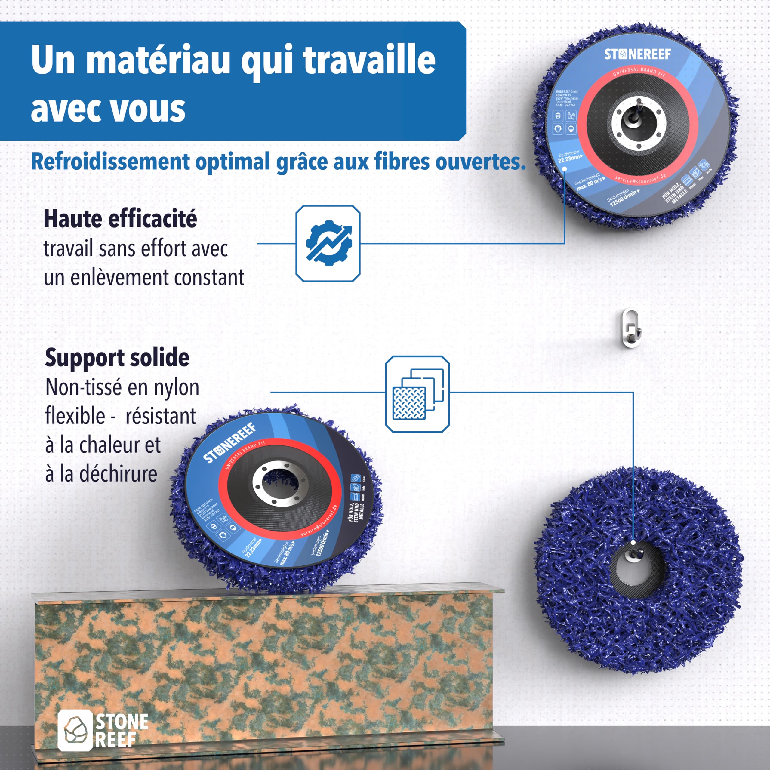 Lot de 5 disques de nettoyage [125 x 2,0 x 22,23 mm] CSD pour meuleuse d'angle – Disques à ébarber pour nettoyer, disque antirouille, disque de nettoyage grossier, meuleuse en métal et travaux
