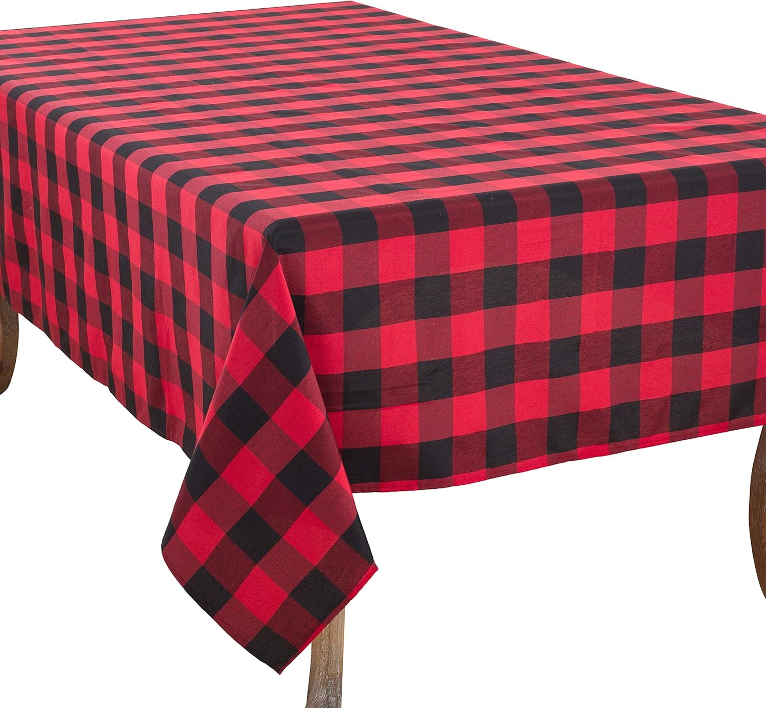 SARO LIFESTYLE Cotton Blend Buffalo Plaid Tablecloth, 70" x 180", Red