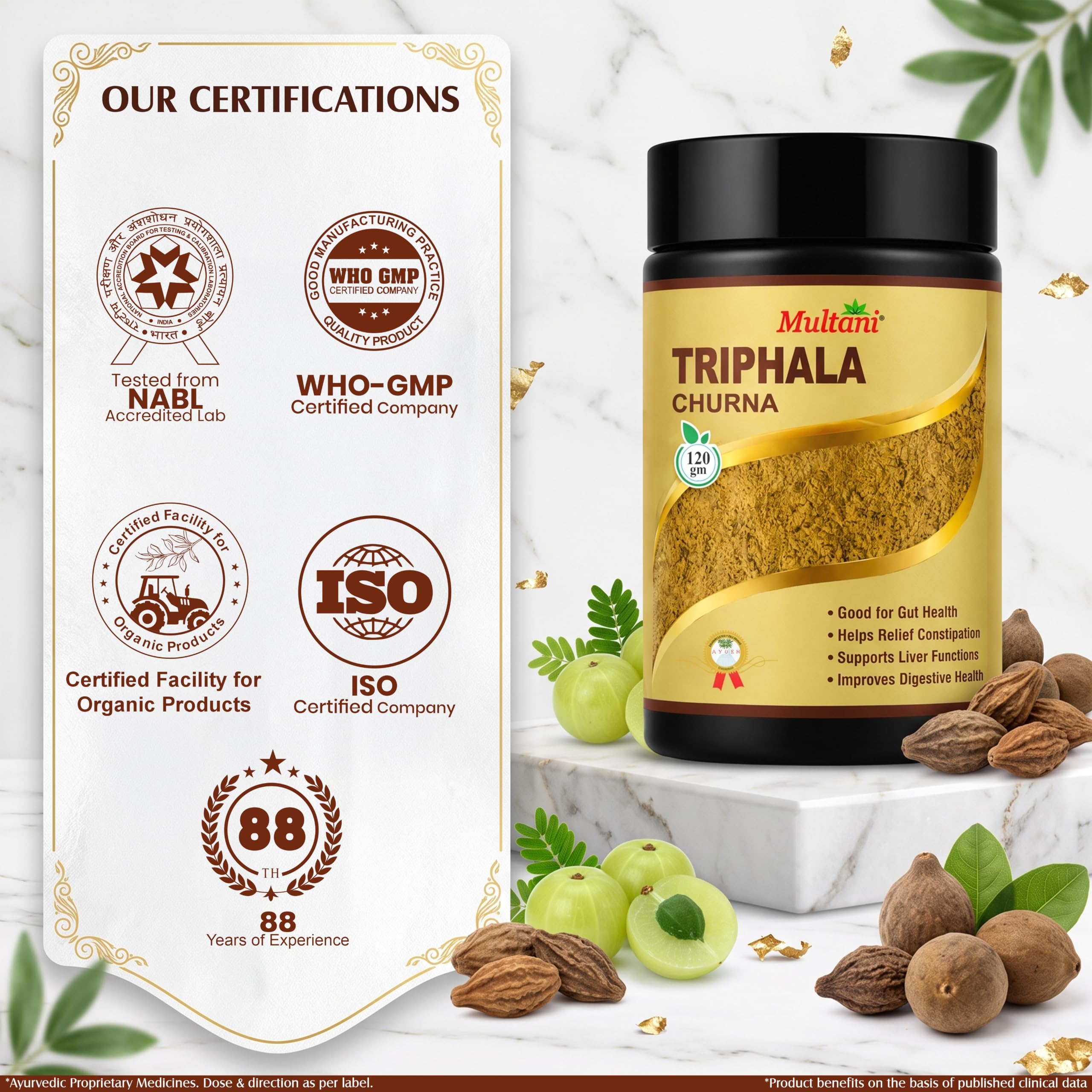 Multani Triphala Churna (120gm) | Ayurvedic Digestive & Constipation Relief Powder | Natural Blood Purifier — Amazon image 6