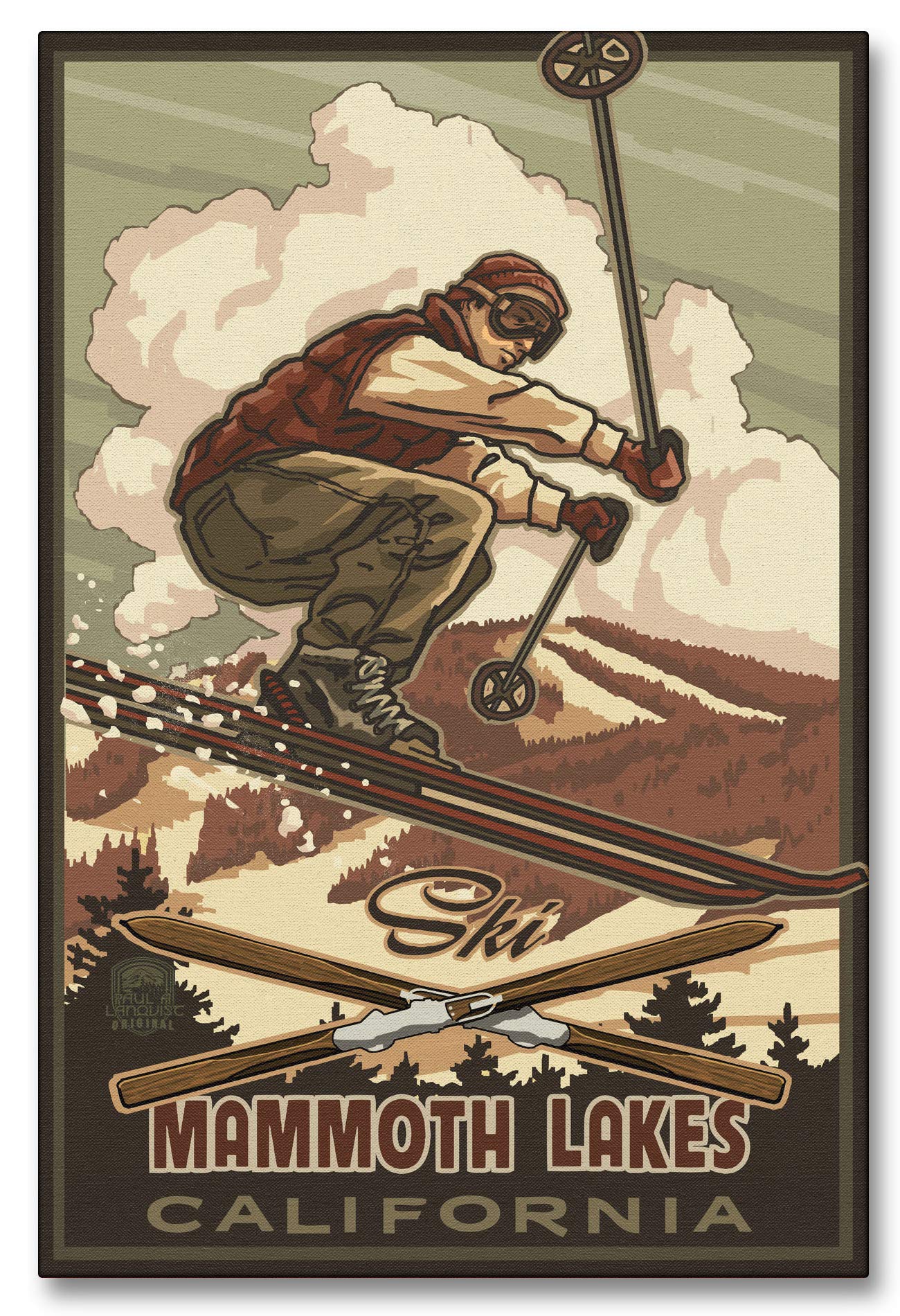 Catching Air Snowboarder Mammoth Lakes California Giclee Archival Canvas Print Wall Art Décor for Home & Office from Travel Artwork by Artist Paul A. Lanquist 12" x 18"