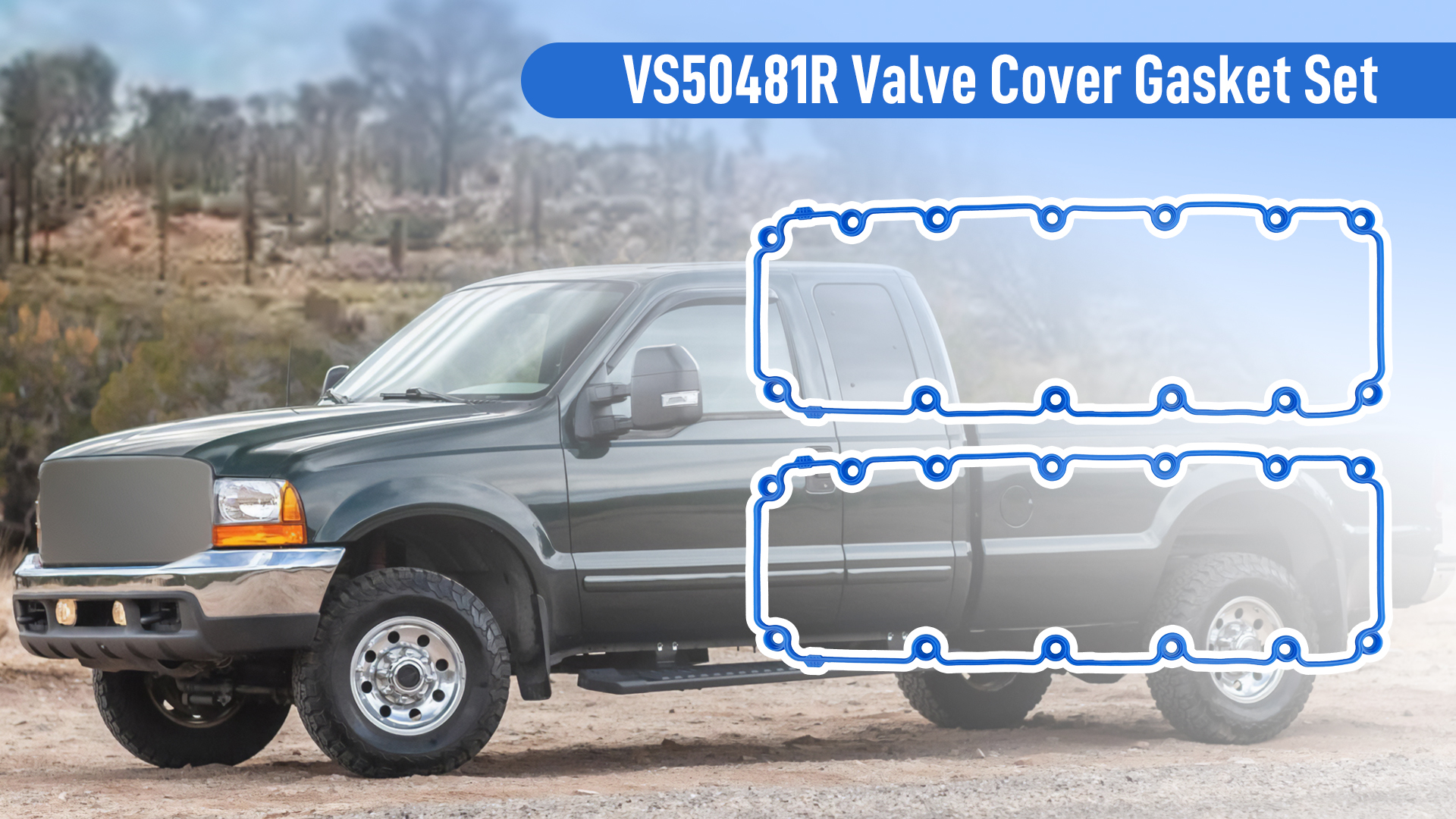 Image of VS50481R Valve Cover Gasket Set Fit for Ford F-150 F-250 F-350 E-150 Excursion Expedition Lincoln Navigator Mercury Grand Marquis Fit for 4.6L 5.4L V8 SOHC Engines - Replace VS50366 F6AZ6584DA
