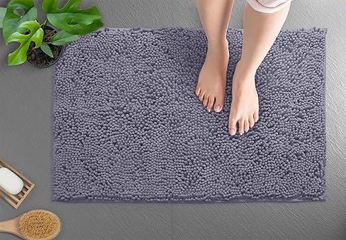 Miniatura 8 de LuxUrux Tapete de microfibra afelpada, de felpilla extrasuave, pelo largo de 1 pulgada, muy absorbente, para baño o ducha, lavar y secar a máquina,