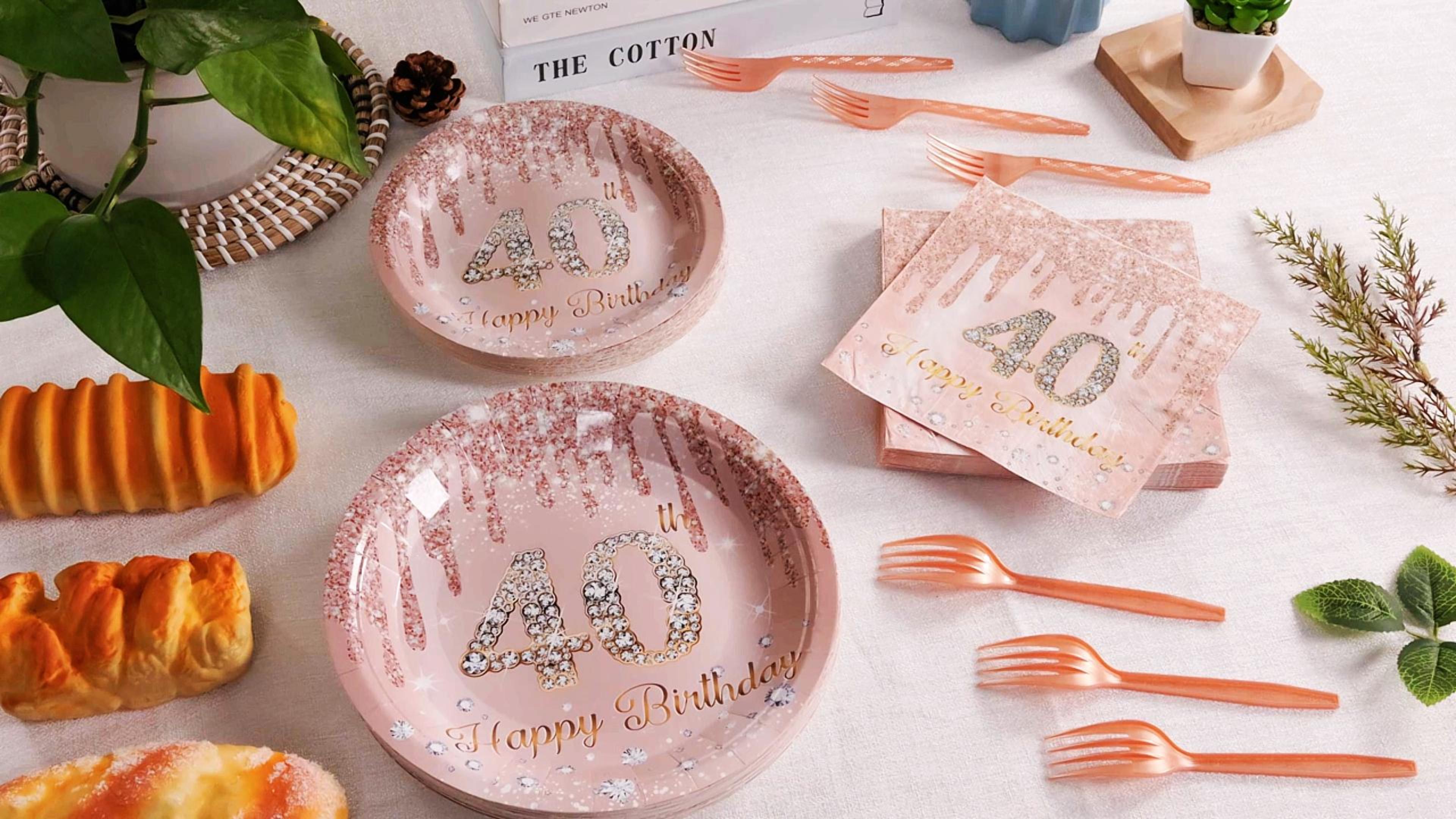 Assiettes En Carton Jetables Pour 40E Anniversaire 40 Ans Or Rose 40 Ans Assiettes En Carton