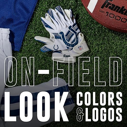 Vista 171 de Franklin Sports - Guantes de receptor de fútbol americano juvenil con logos de equipos de la NFL, palma de silicona, todos los tamaños juveniles