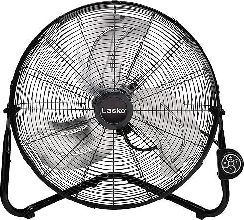 Miniatura 8 de Lasko 20" Black High Velocity Wall Mount Fan with Pivoting Head - 3 Speeds, Remote Control, Ideal Wall Mount Fan or Floor Fan for Home, Garage