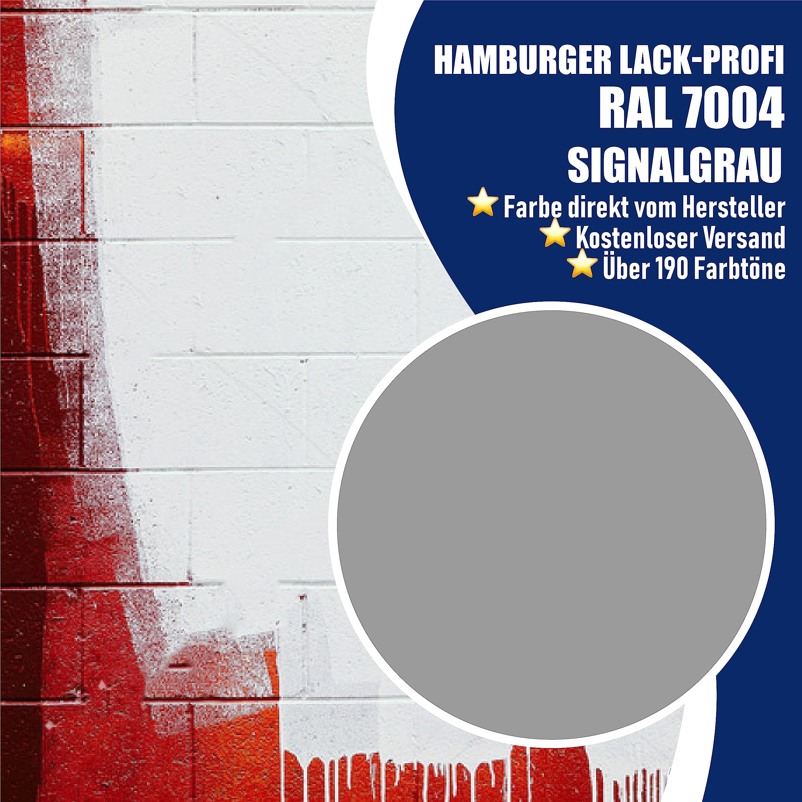 Hamburger Lack-Profi Betonfarbe SEIDENMATT Signalgrau RAL 7004 Grau Bodenfarbe Bodenbeschichtung Betonbeschichtung Fassadenfarbe (1 L)