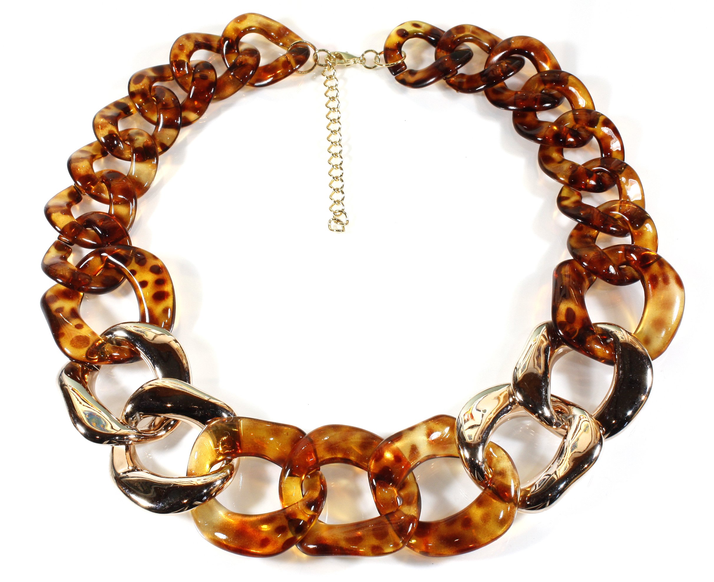 Chunky Style Acrylic Tortoise Shell Necklace 22 Inches