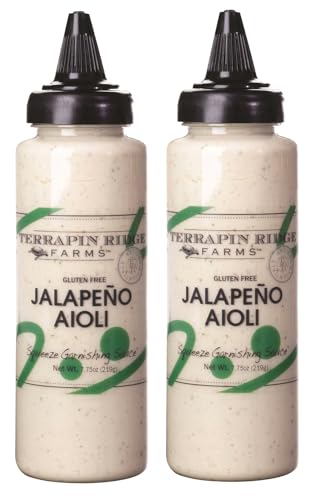 Terrapin Ridge Farms Jalapeno Aioli – Zesty Garnishing Sauce for Burgers, Sandwiches & Fries, Gluten Free, Keto Friendly –7.75 Ounce (Pack of 2)
