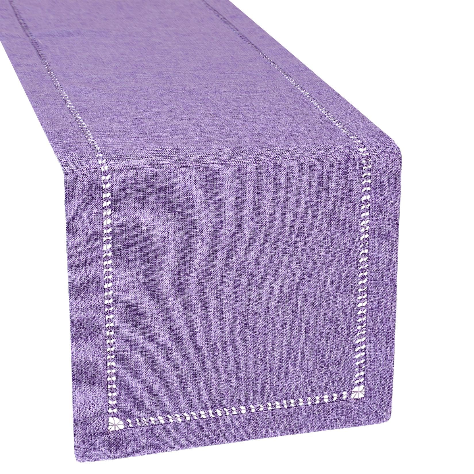 Grelucgo Rustikaler Tischläufer Farmhouse Style – Lavendelfarben, 35,6 X 183,9 Cm, Mit Hohlsaum, Weicher Stoff