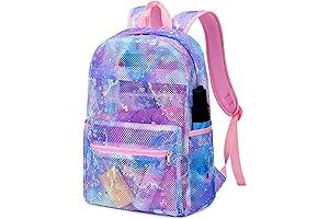 Semi-Transparent Mesh Backpack for Kids Girls, See-Through and Durable School Bookbag, Travel...