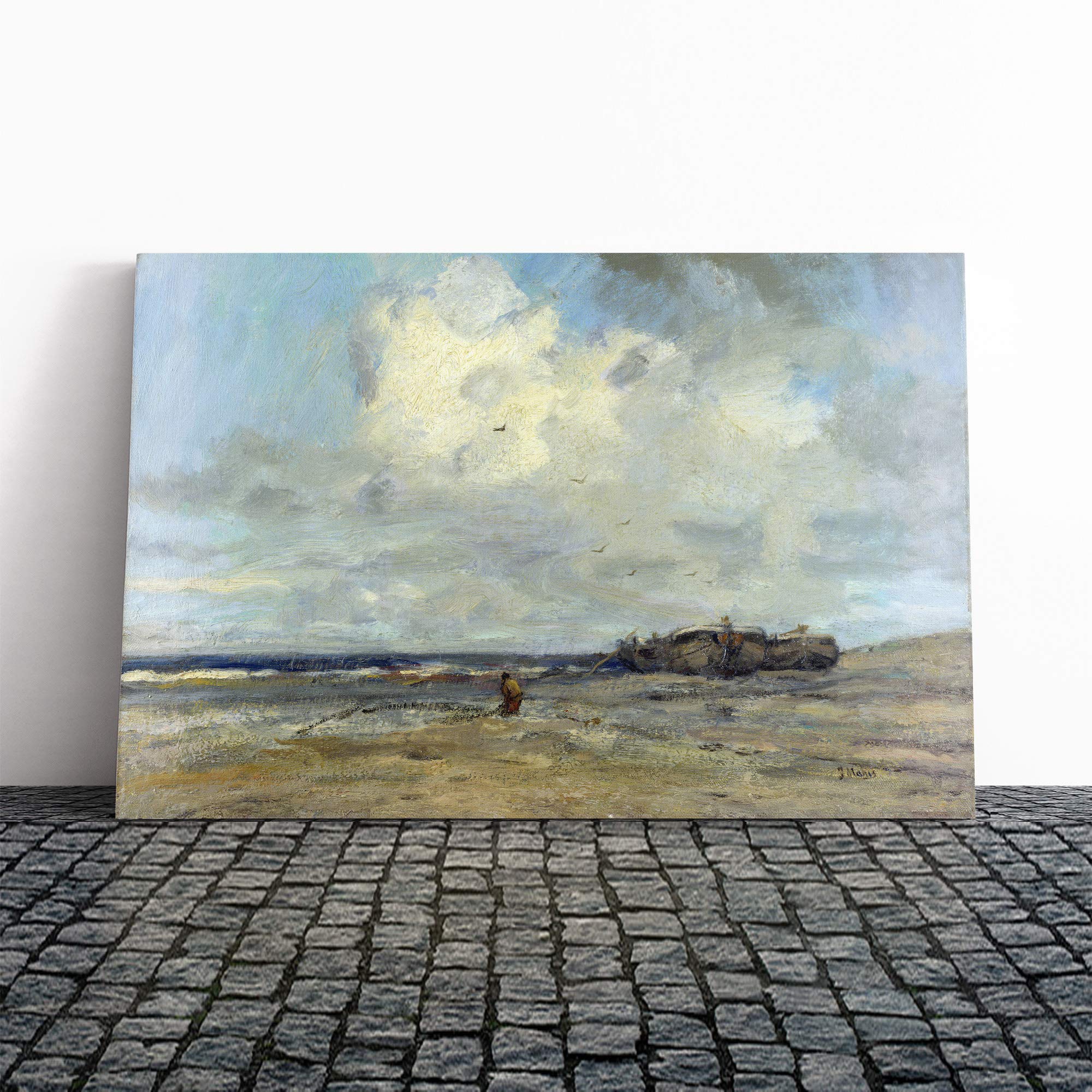 Jacob Maris The Beach Canvas Print | Gallery Wrapped 30mm Frame Wall Art | 20x14 inches | Ready to Hang | Modern Seascape Picture | Living Room Bedroom Lounge Office