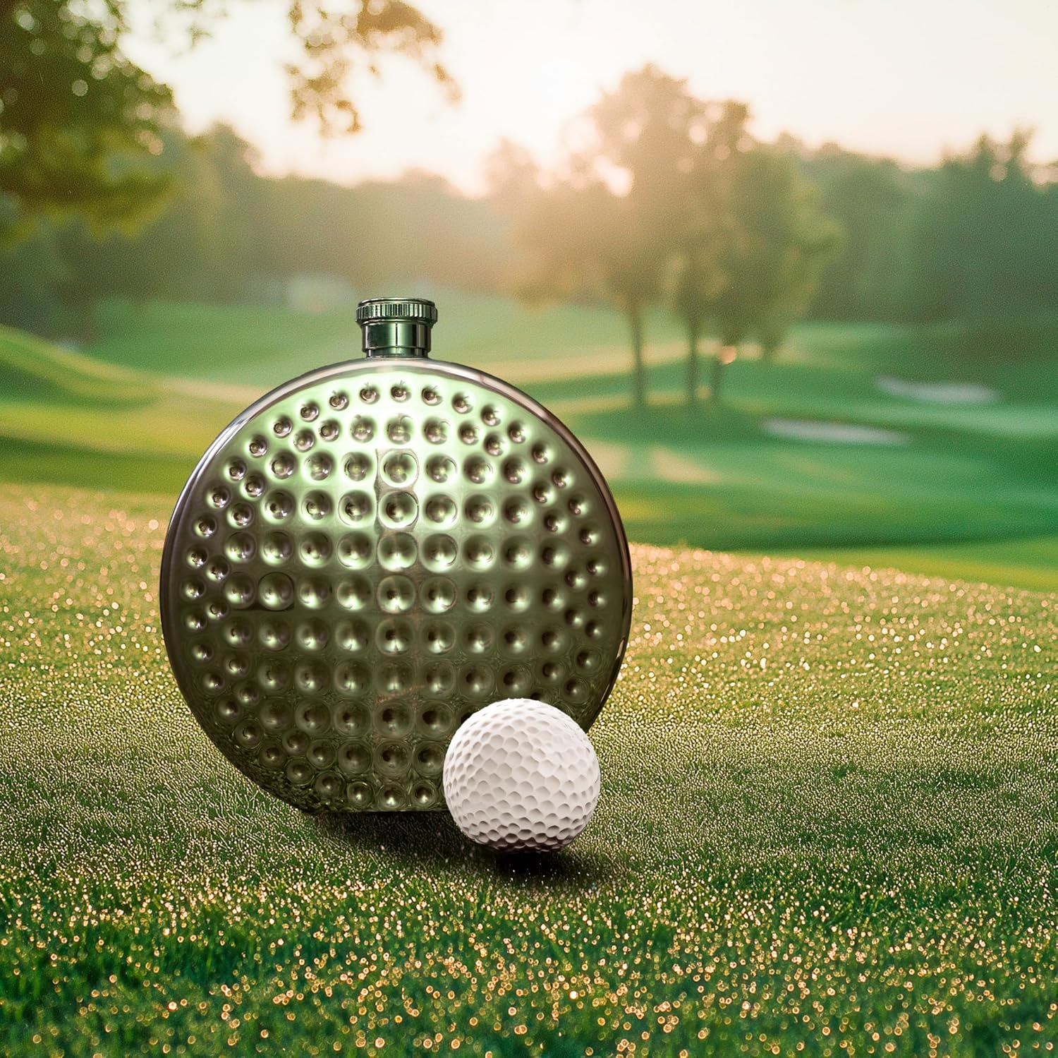 Kikkerland Golf Ball Flask - Includes Funnel for Easy Drink Filling, 8oz Capacity