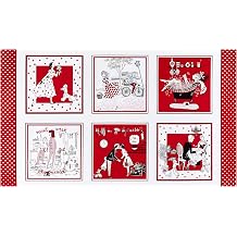 Michael Miller Joie De Vivre Ooh La La! 24" Panel Red, Fabric by the Yard