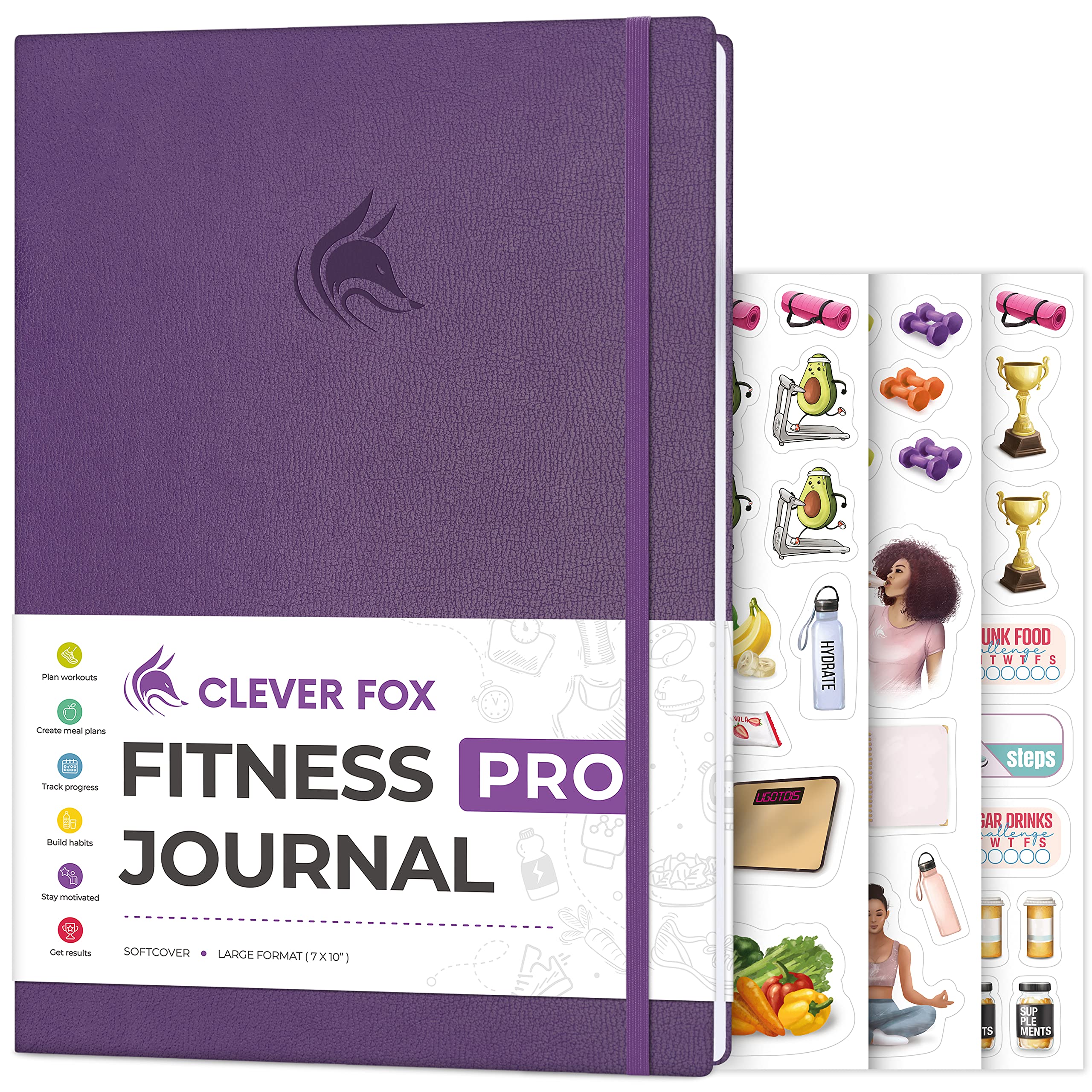 Clever Fox Fitness Journal PRO – Daily Workout Planner with Meal Planner & Habit Tracker – Gym Exercise Log Book for Women & Men – Fitness Planner