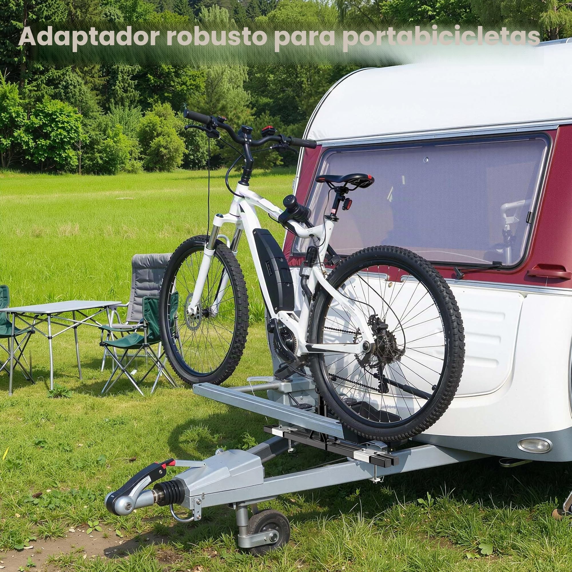 Wiltec Soporte portabicicletas de hasta 80 kg en Acero, Adaptador para Montaje de Porta Bicicletas en Bola de Remolque para remolques y caravanas