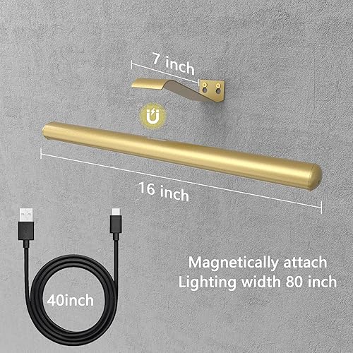 Miniatura 3 de Paquete de 2 luces para cuadros de 16 pulgadas con control remoto, luz para pinturas regulable, LED de metal completo, luz para cuadros para