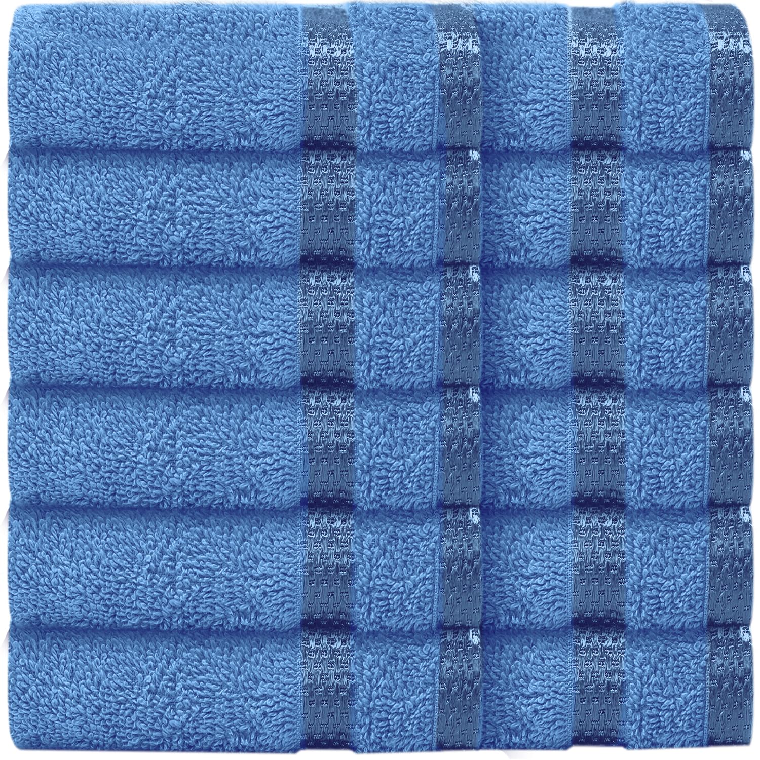 Casabella Face Towels-100% Cotton 12 Pack Set of Flannel Face Cloths Soft & Absorbent Fingertip Towels Perfect for Cleansing & Makeup Removal, Premium Quality Washcloths 30x30cm-Blue Face Flannel — image 1