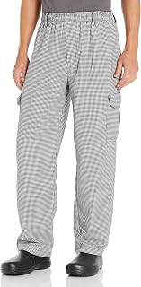 Mercer Culinary M61051HTL Genesis Unisex Chef Cargo Pant in Hounds Tooth, Large, Black/White