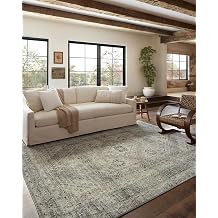 Loloi Magnolia Home by Joanna Gaines Sinclair Collection SIN-04 Natural/Sage 8-6" x 11-6", .25" Pile Height, Machine Washable, Area Rug