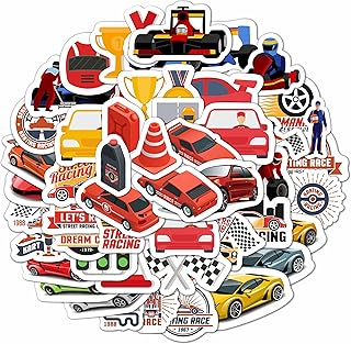 100Pcs Race Car Stickers for Kids, Racing Stickers and Decals, Race Car Toys, Race Car Party Favors, Car Racing Gifts, Race Car Birthday Decorations, Car Race Kids, Racing Decals