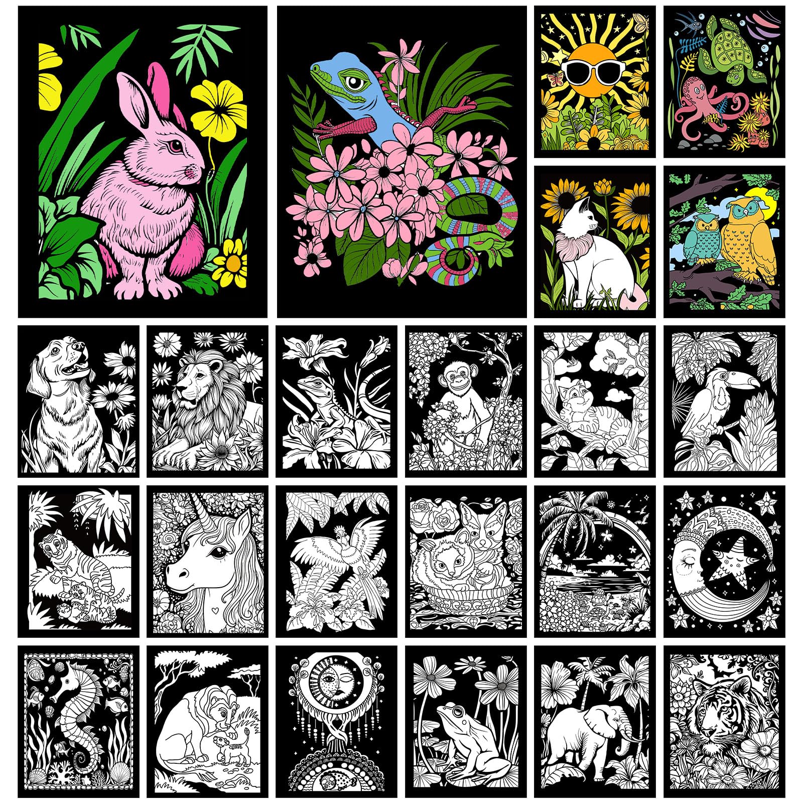 Snapklik.com : 48 Pcs Fuzzy Velvet Coloring Posters Artistic Edition ...