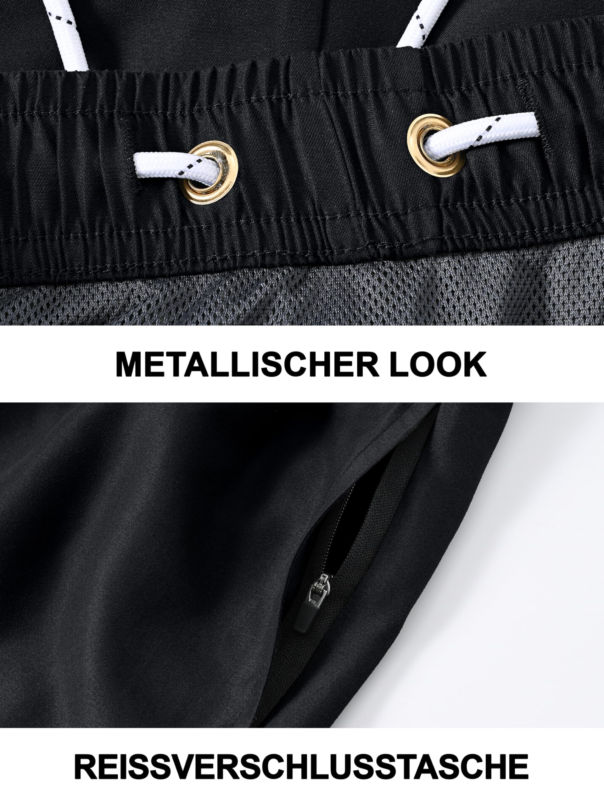 YuKaiChen Herren Badehose Schnelltrocknend Badeshorts mit Reißverschlusstasche Atmungsaktiv Wasserabweisend Meshfutter Tunnelzug Sommer Strandhose für Sport Urlaub Freizeit