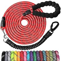 Vista 38 de Correa larga para perro de 10 pies: correas de cuerda resistentes para entrenamiento de perros con gancho giratorio bloqueable, hilos reflectantes