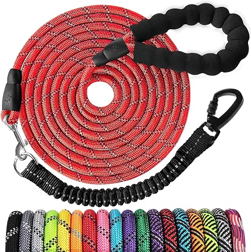 Miniatura 38 de Correa larga para perro de 20 pies: correas de cuerda resistentes para entrenamiento de perros con gancho giratorio bloqueable, hilos reflectantes