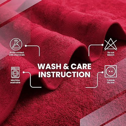 Miniatura 7 de Infinitee Xclusives Juego de toallas de baño de algodón de 4 a 27 x 54 pulgadas, suaves, absorbentes, de secado rápido, duraderas, toallas de baño