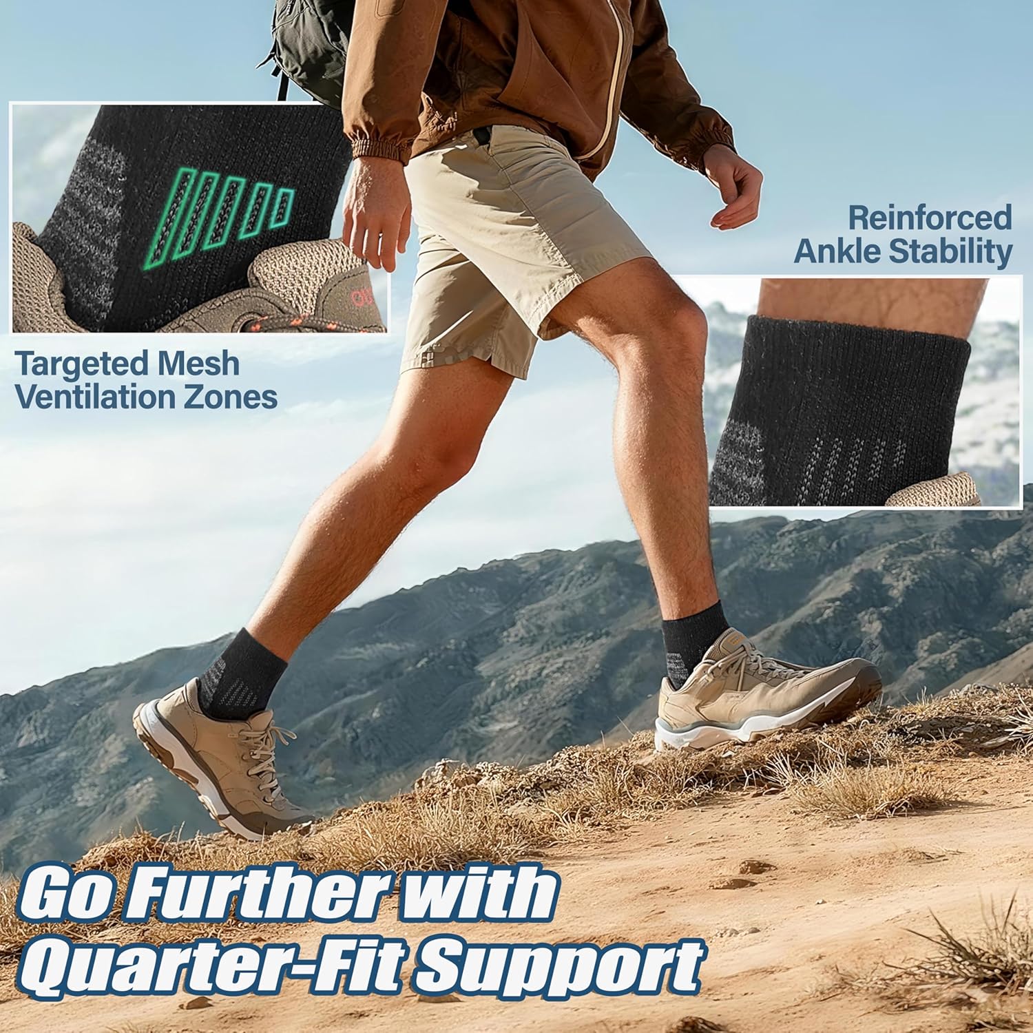 ANTSANG Merino Wool Hiking Running Socks, Warm Quarter Ankle Socks for Men and Women, 6 Pairs - Image 6