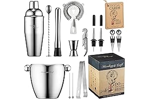 15 Piece Cocktail Shaker Bar Tool Set with Ice Bucket