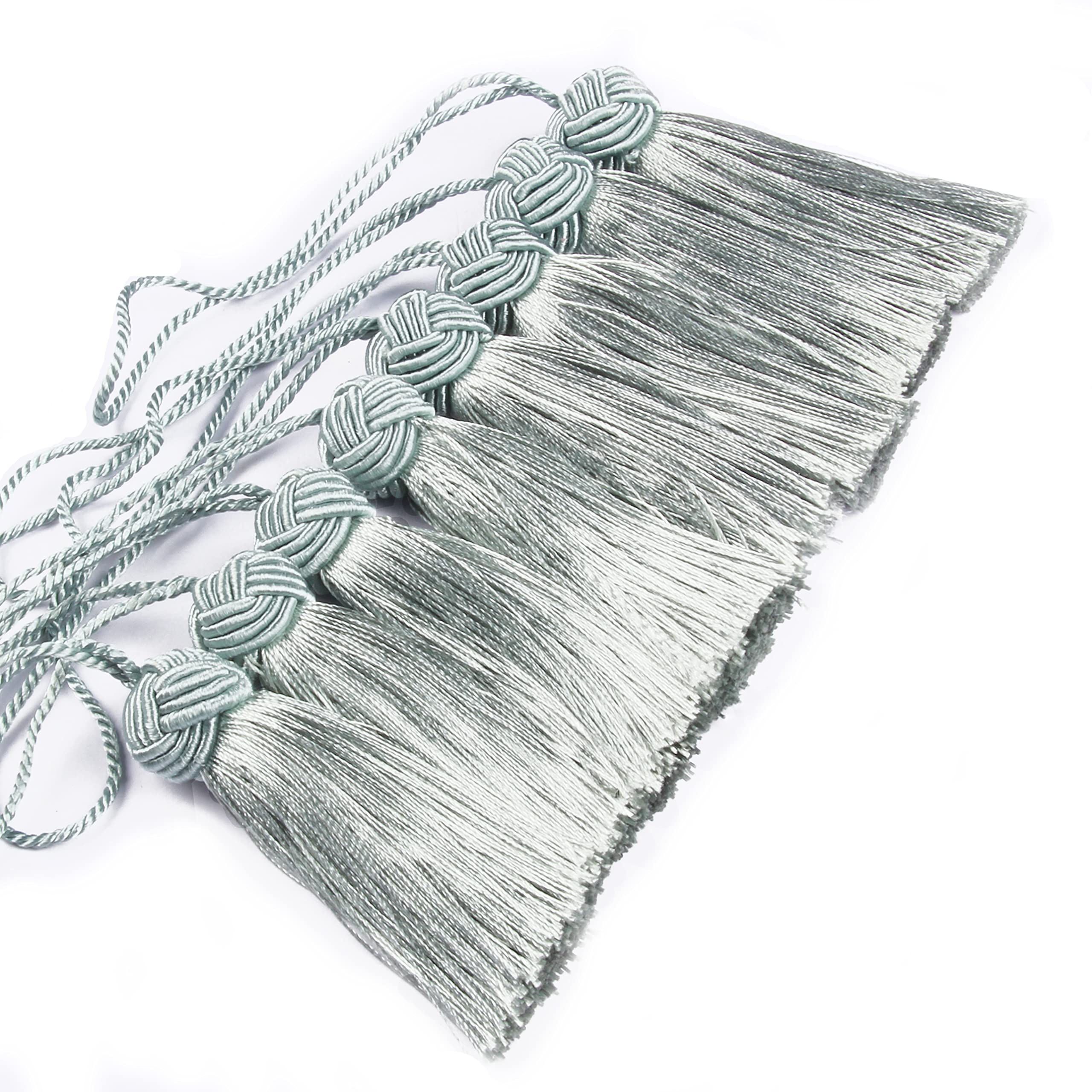 BEL AVENIR8 Pcs Set Elegant Polyester Key Tassel Colorful Craft Tassels Charms Key Tassel for Christmas Tree DIY Craft Garland Project Wedding Home Party Decorations (Light Blue)