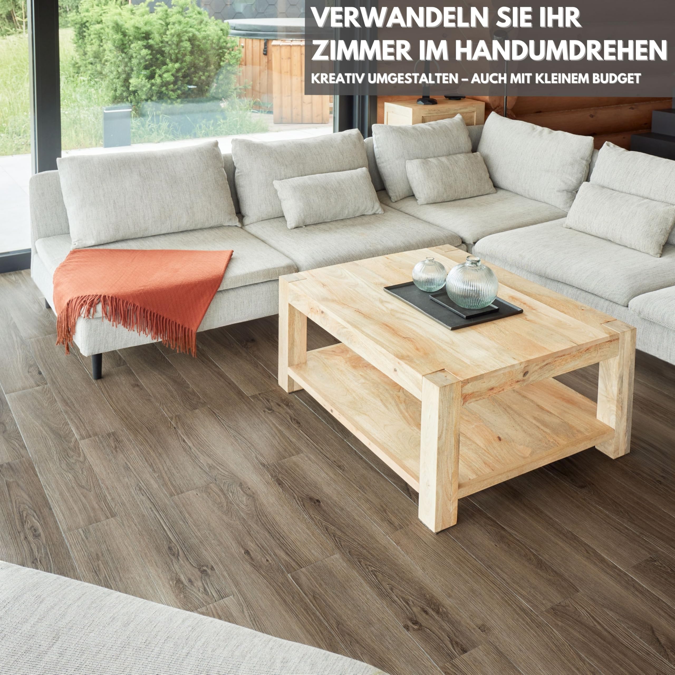 Vinylboden Selbstklebend – 10 Dielen Pack Bodenfliesen 1,39 m² Abdeckung, Braune PVC Bodenbelag Selbstklebend je Planke 91,4 × 15,2 cm – Braune Holzoptik mit Natural-Touch-Effekt