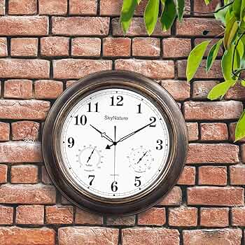 Outdoor Clocks Waterproof With Thermometer Combo Rustic Coastal Beach Wall Clock