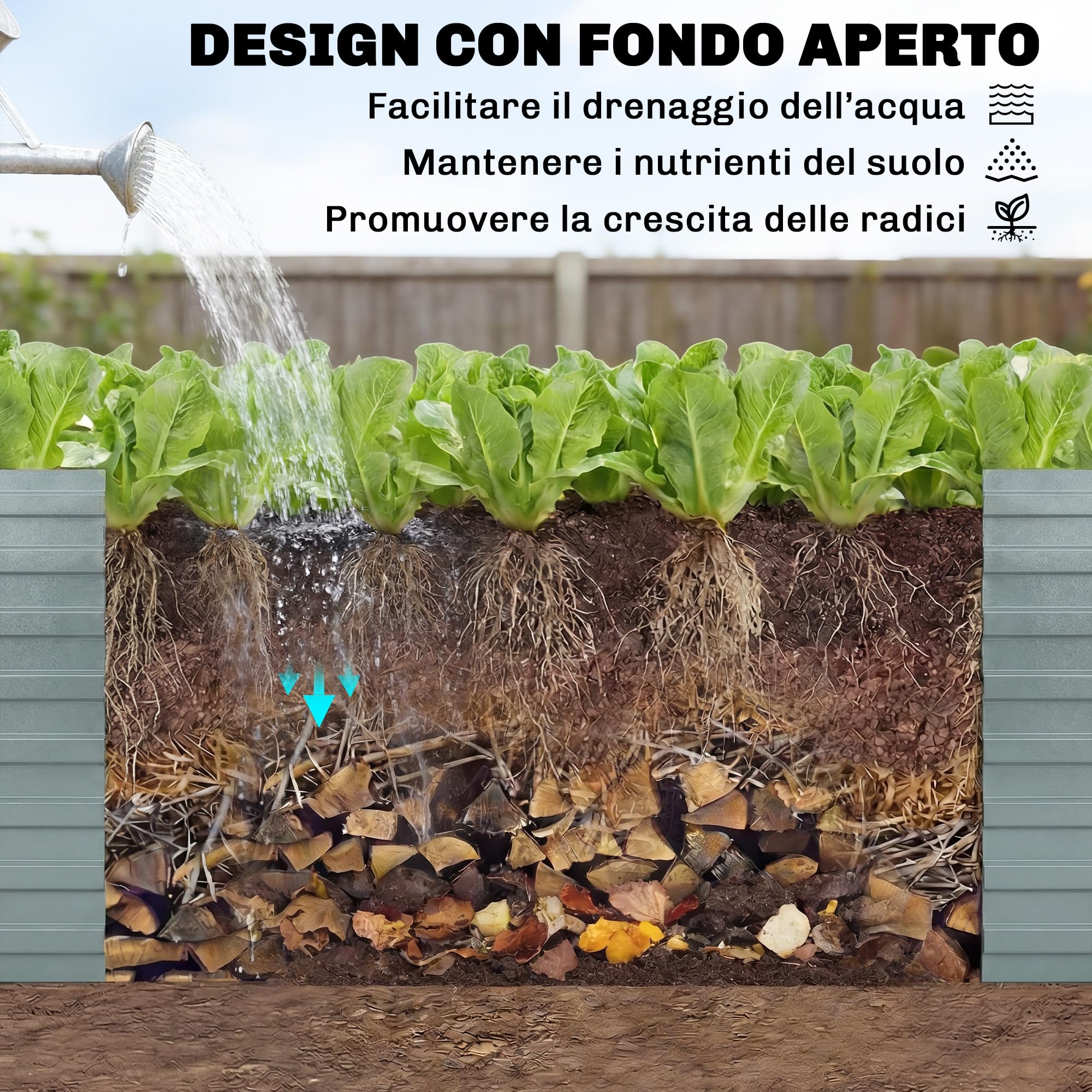 Outsunny Set 2 Orto Rialzato da Esterno in Acciaio Zincato, Cassoni Orto con Fondo Aperto, Guanti, Bordo Sicuro, Barra Rinforzo, Aiuola Rialzata per Frutte Verdure Fiori Giardino, 180x90x60cm, Argento