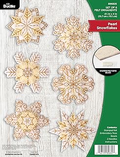 Bucilla Felt Applique 6 Piece Ornament Making Kit, Pearl Snowflakes, Per...