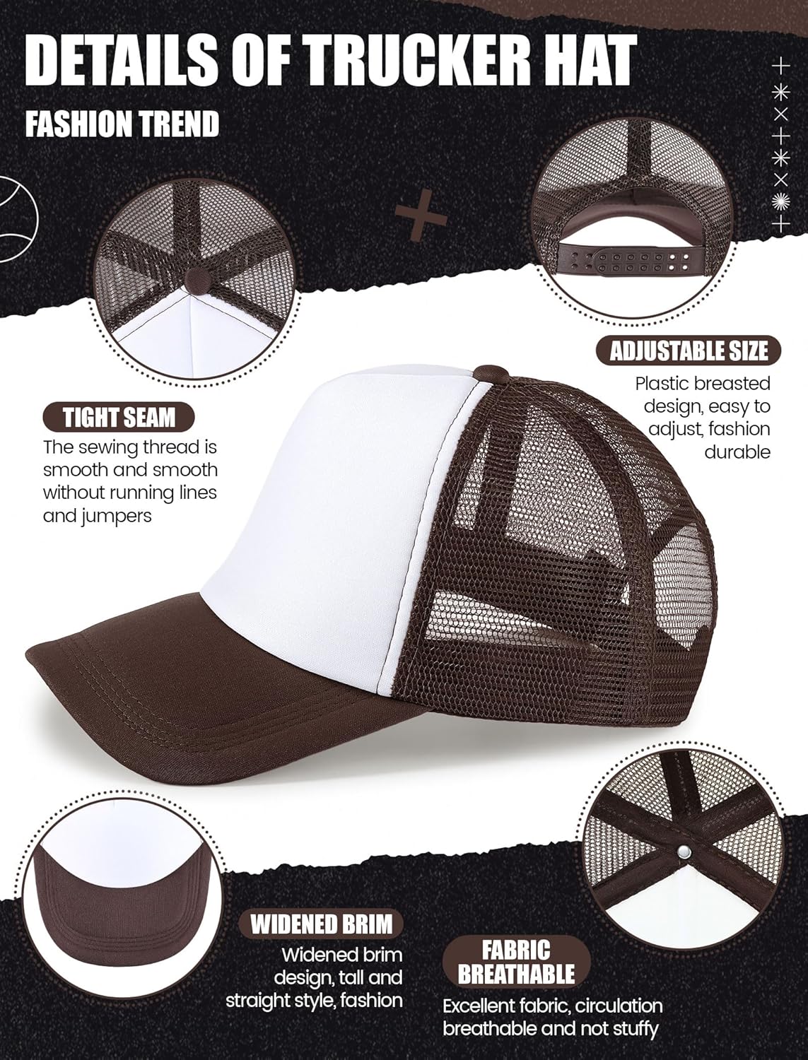 10 Pcs Sublimation Blank Trucker Hats Bulk Mesh Baseball Cap Polyester Mesh Trucker Hat for Men and Women - Image 3