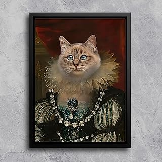 Awesometik Personalized Royal Pet Portrait from Photo, Custom Renaissance Pet Portrait Canvas, Custom Pet Photo, Personalized Cat Gifts for Cat Lovers, Dog Royal Portrait, Pet Memorial Loss Gift