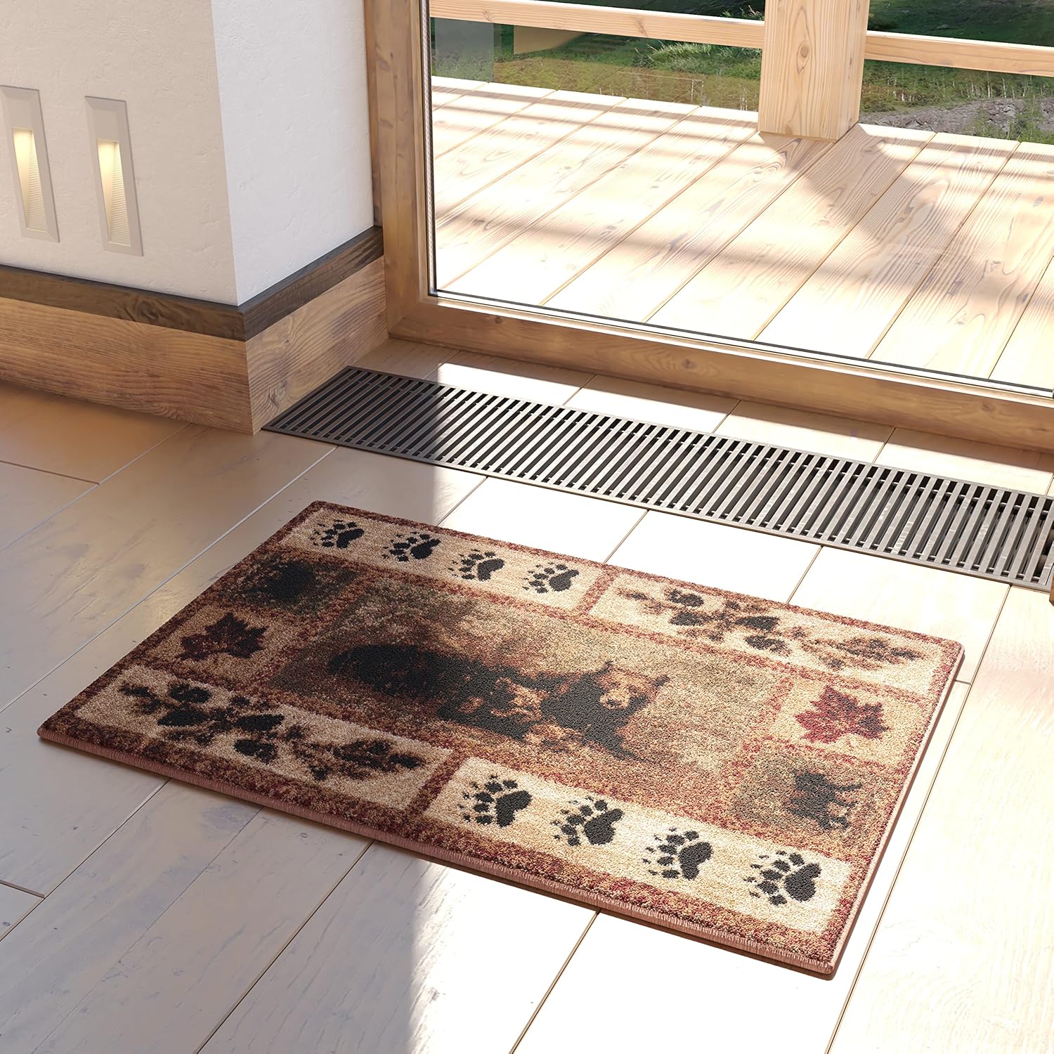 Masada Masada Rugs Kodiak Collection 8'x10' Cabin/Lodge Area Rug with Bear and Cub Scene