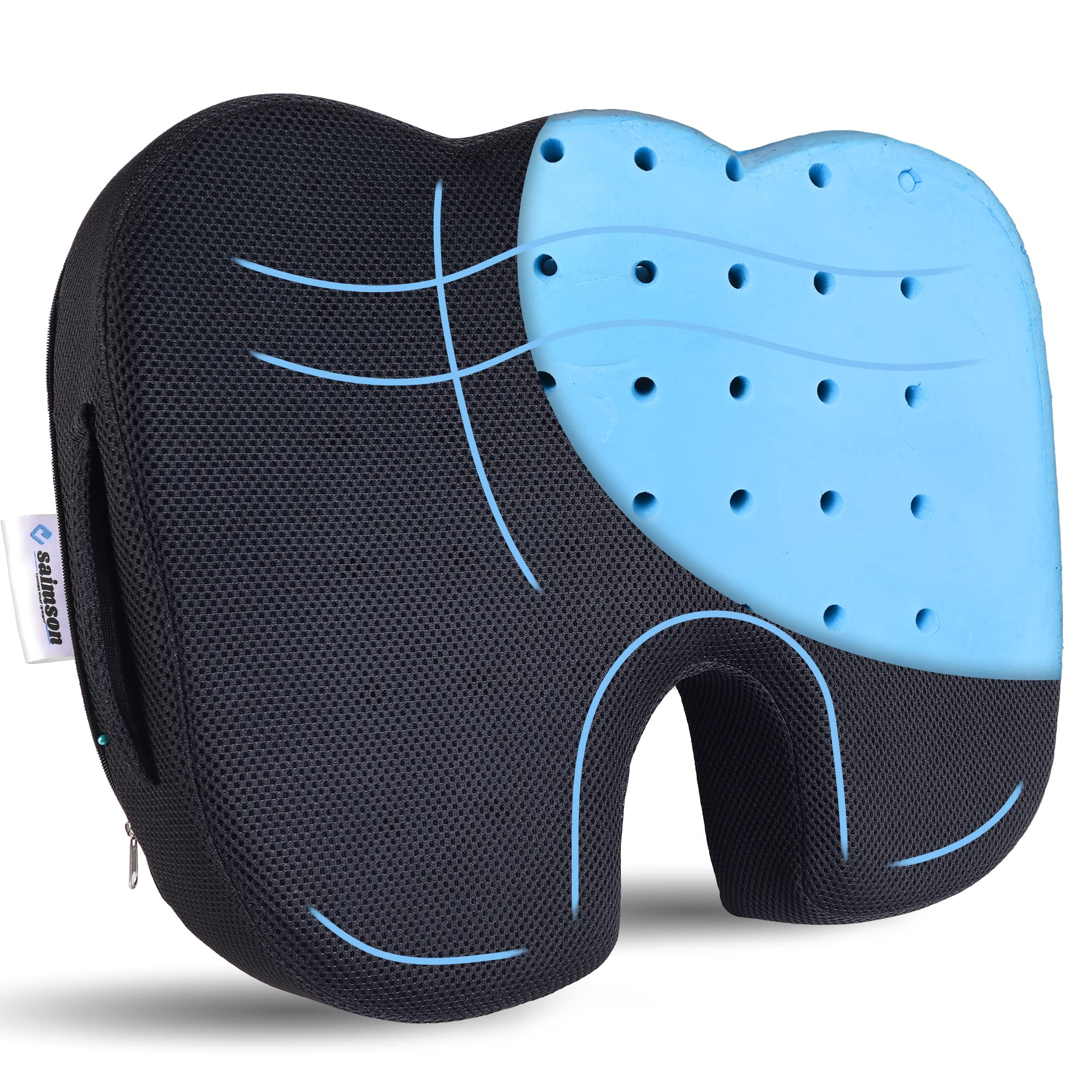 Buy sson Orthopedic High Density Gel Memory Foam Coccyx Cushion for Tail Pain with Ventilated