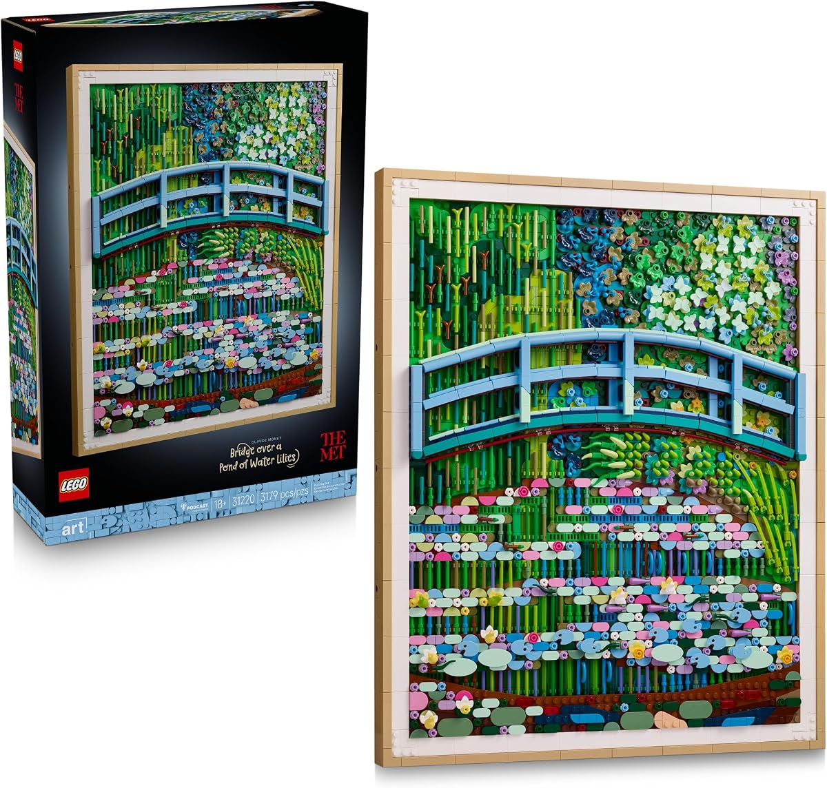 LEGO Art Claude Monet – Puente sobre un estanque de nenúfares - Juegos de construcción para adultos, mayores de 18 años - Decoración de pared para sala de estar u oficina en casa - Regalo para mujeres y hombres - 31220
