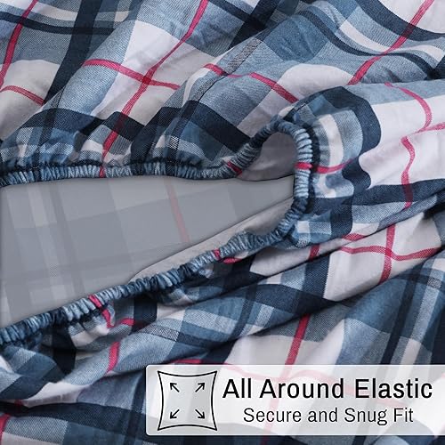 Miniatura 6 de ZOYER Juego de sábanas de franela de tamaño matrimonial  Ropa de cama de franela de algodón suave y cómoda con bolsillo profundo, ajustable hasta 16