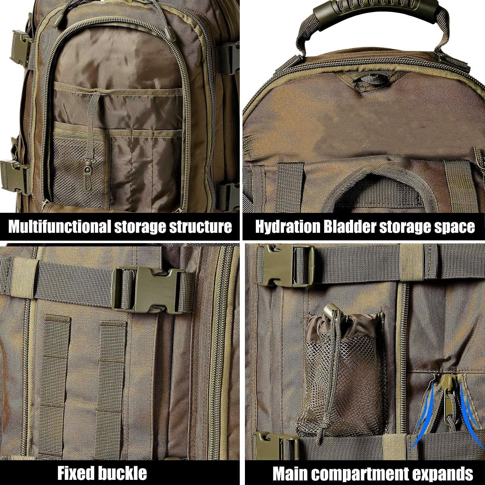 Miramrax Plecak taktyczny, wojskowy, wędrówki, plecak dzienny – plecak Molle dla mężczyzn, 3-dniowy plecak Assault Pack, torba bug-out na kemping